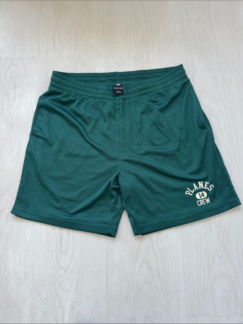 Planes Crew Dark Green Mesh Athletic Shorts for Men